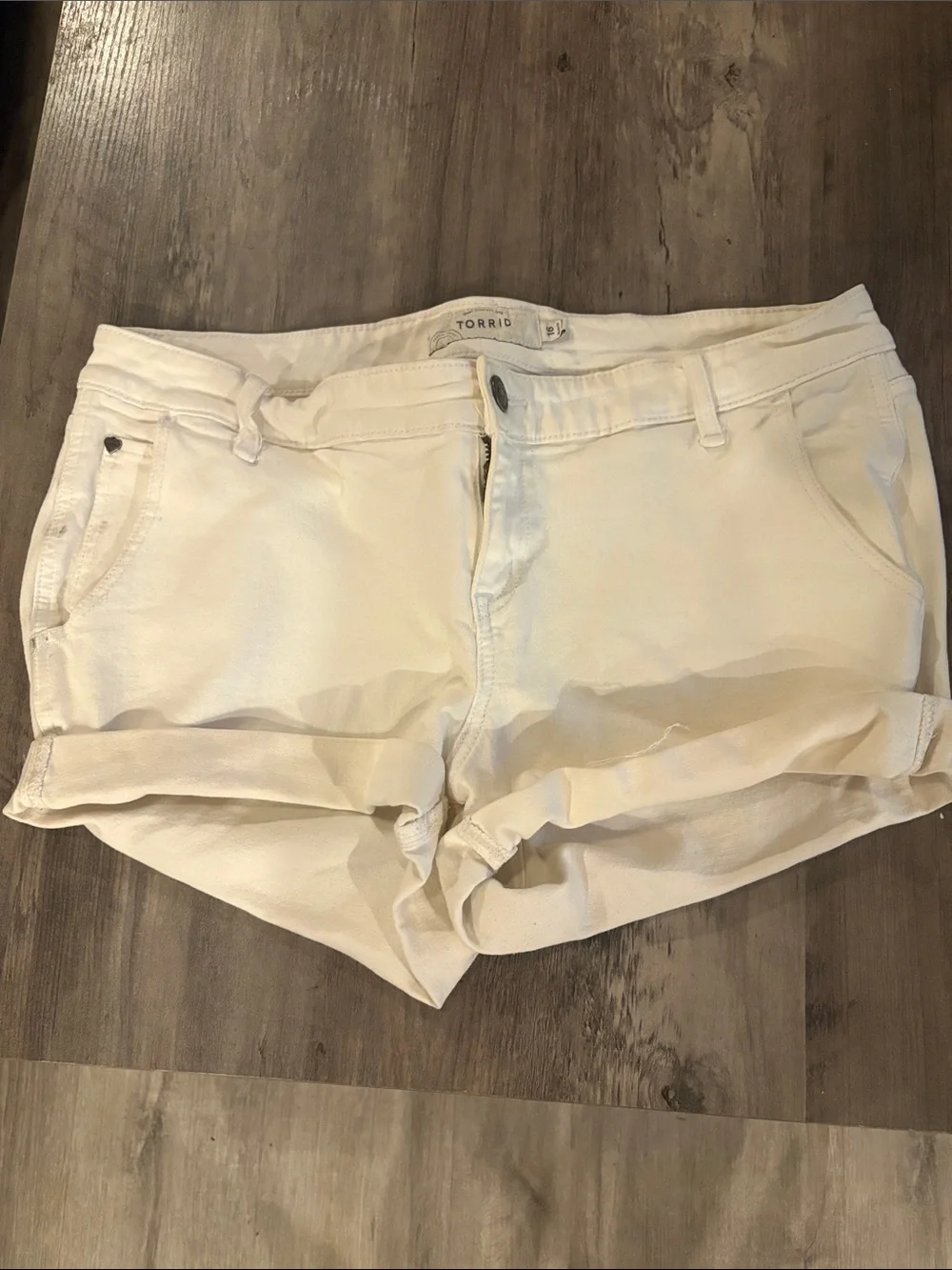 torrid White Cuffed Denim Shorts